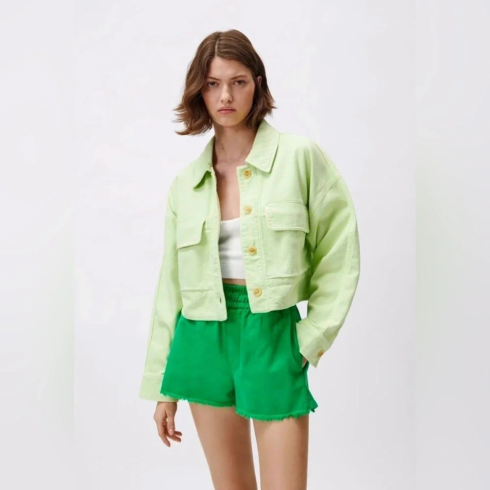 Lime Green Cropped Jacket - Picture 1 of 4
